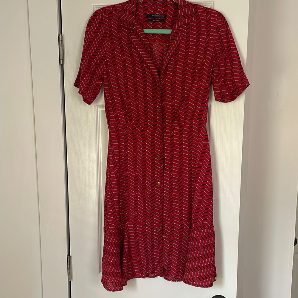 Scotch & Soda Red Chevron Midi Dress